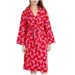 Bown of London M Womens Hooded Robe Bathrobe Pink Diamond Lounge